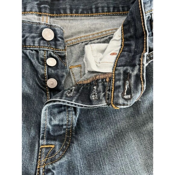 Levi's 501 Button Fly Jeans 32x34 Medium Blue Denim Straight Leg - Picture 4 of 5